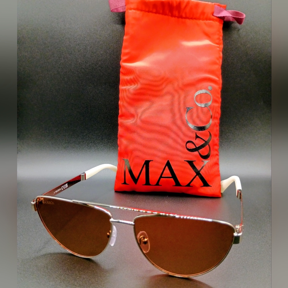 Max & Co. Silver Frame Sunglasses with Dark Brown Lenses